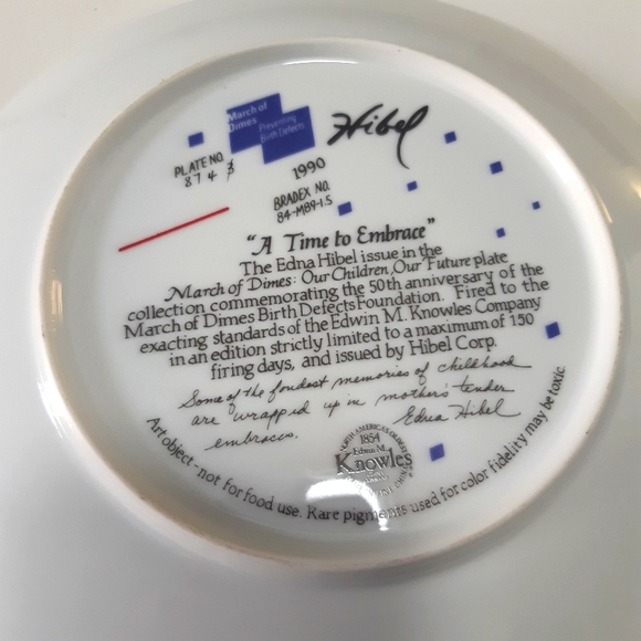Knowles 1990 A time to embrace Collectors plate March of Dimes 8.5" - Picture 3 of 5